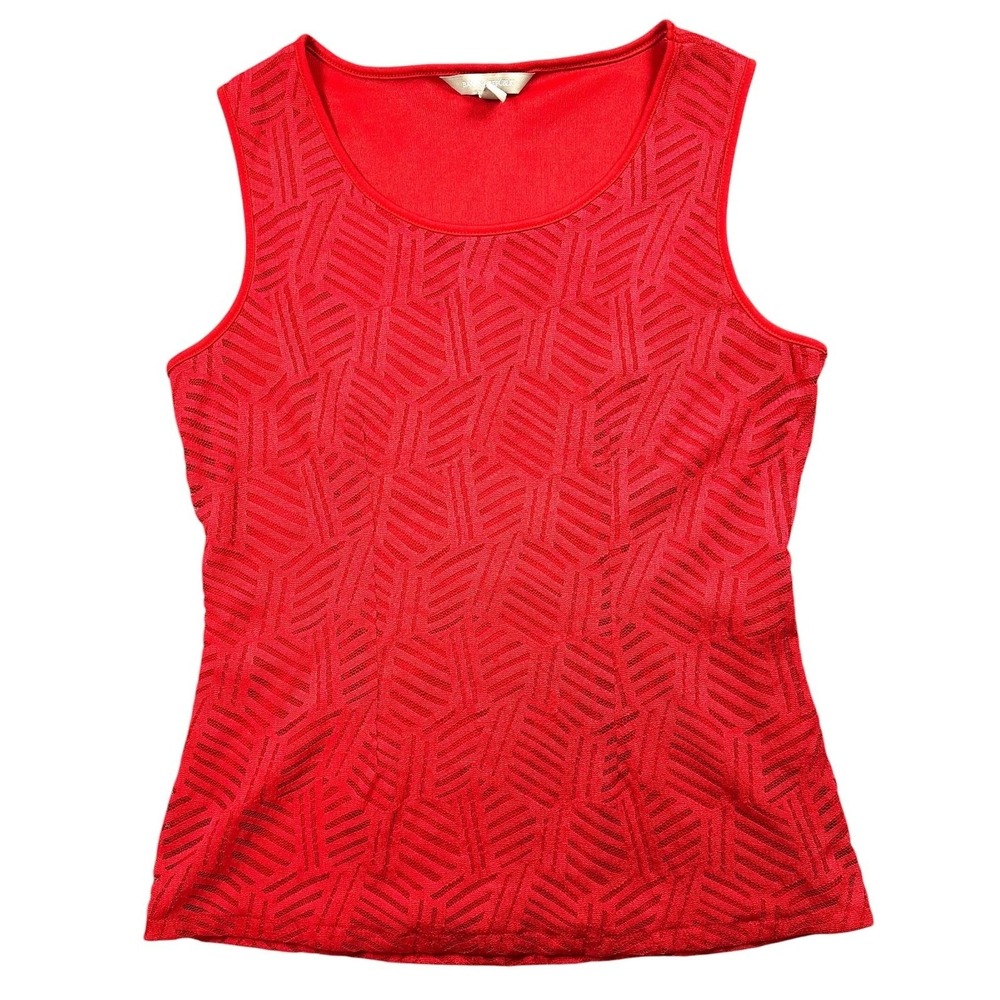 BANANA REPUBLIC Lace Sleeveless Top True Red Geometric Stretch Women's 6 Petite